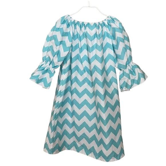 Southern Tots Dress Size 5 Chevron Print Cotton Casual Dress Blue White - Picture 1 of 7